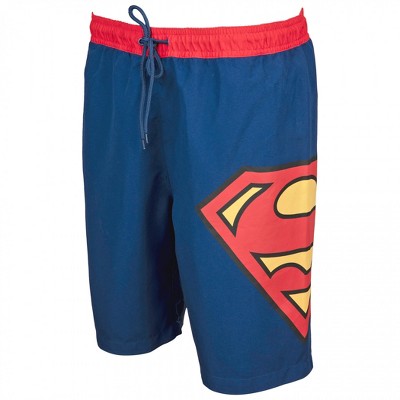 Superman Mens Superman Symbol Blue with Red Waistband Board Shorts - Medium (32-34) — фото 4