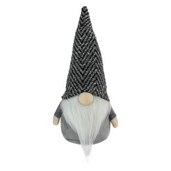 Northlight 12" Gray and White Standing Gnome Tabletop Christmas Decoration