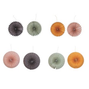 Storied Home Handmade Recycled Paper Folding Pinwheel Ornament with Chintz Pattern, Set of 8 Styles - 1 of 2