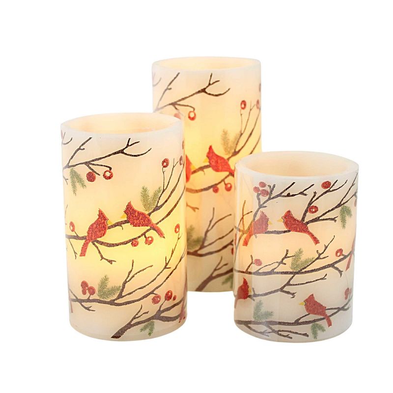 Christmas Cardinal Led Candle Set Gold Crest Distributing  -  Flameless Candles, 1 of 4