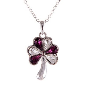 Anna-Kaci Women's Swarovski Crystal Elements Silver Tone Pendant Necklace with Unique Clover Design, Adjustable Chain, Adds Sparkle - Fish - 1 of 4