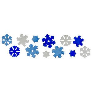 Northlight 12-Piece Blue and White Snowflake Gel Christmas Window Clings - 1 of 2
