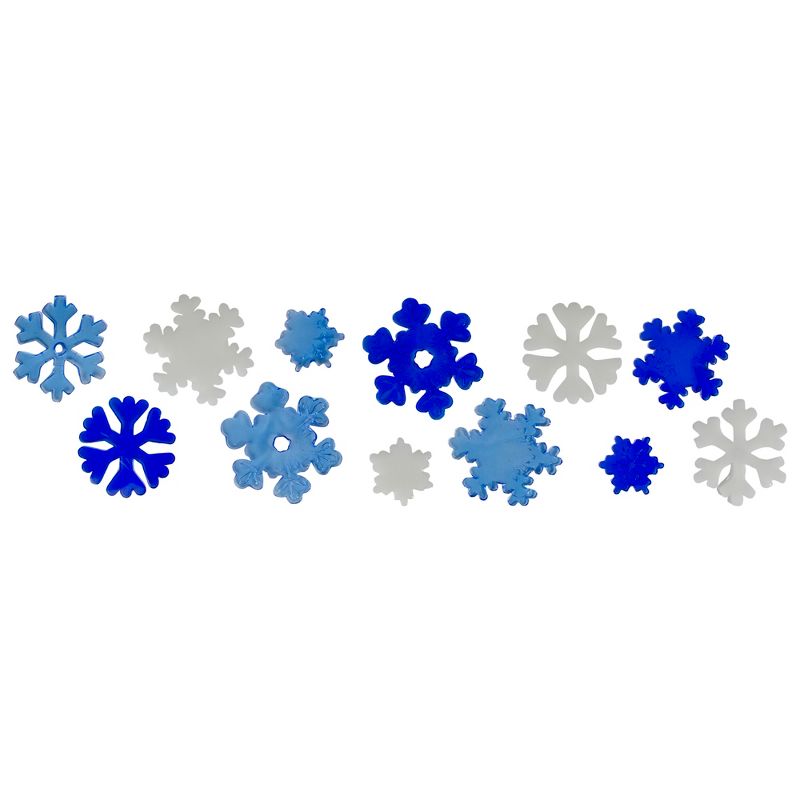 Northlight 12-Piece Blue and White Snowflake Gel Christmas Window Clings, 1 of 3