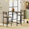 Costway 3 PCS Bar Table Set Pub Dining Table & 2 Bar Stools with Backrest & Footrest Gray/Brown - 4 of 4