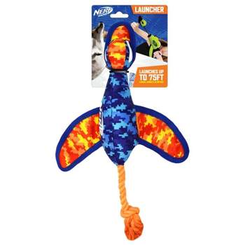 NERF Nylon Digital Camo Crinkle Wing Launching Duck Dog Toy - Orange/Blue - 16.5"