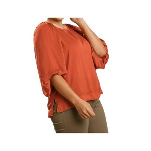 Women's Washed Satin Balloon Sleeve Top - umgee - 1 of 4