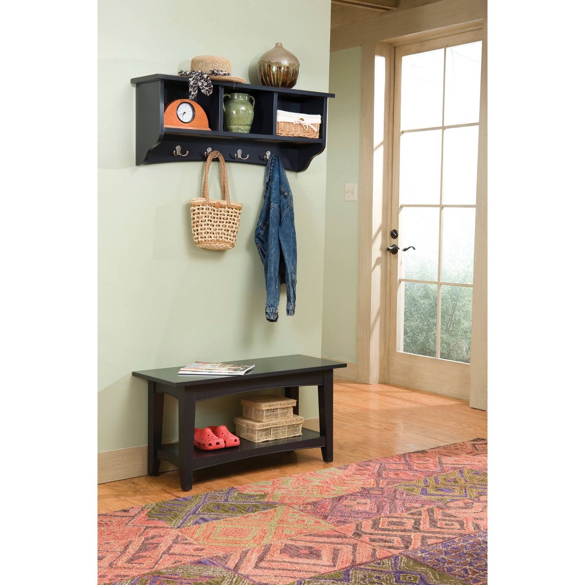 Shaker Cottage Storage Coat Hook with Bench Set - Alaterre Furniture - thumbnail 3