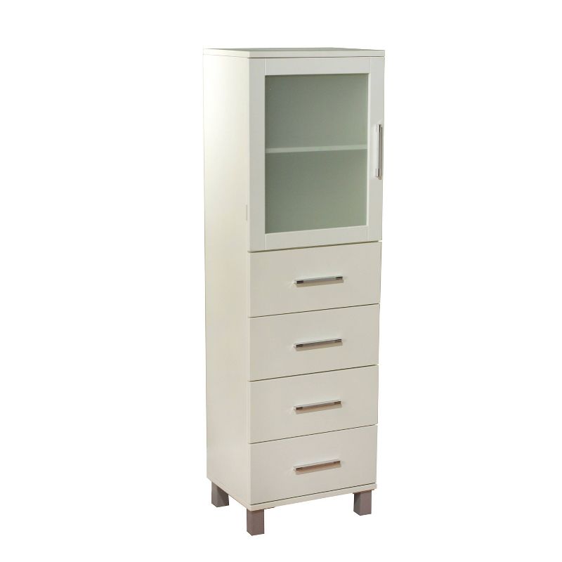 Frosted Pane 4 Drawer Linen Cabinet White - Buylateral, 1 of 6