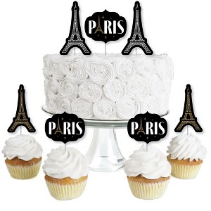 Big Dot of Happiness Stars over Paris - Dessert Cupcake Toppers - Parisian Themed Party Clear Treat Picks - Set of 24 - 1 of 4