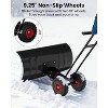 Snow Pusher with Wheels, Heavy Duty Steel Blade, Adjustable Angle & Height Handle for Effortless Driveway Snow Removal - 2 of 4