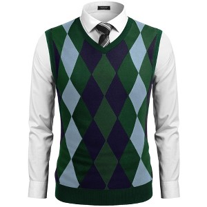 COOFANDY Men's Sleeveless V Neck Pullover Sweater Slim Fit Casual Argyle Sweater Vest - 1 of 4