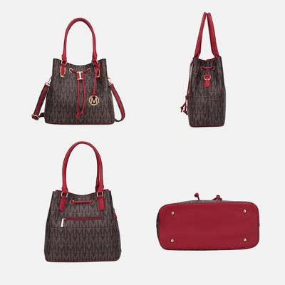 MKF Collection Signature Tote Handbag with Drawstring and Zip-Top Closure, Jane – MKF Collection by Mia K – Dark Purple — фото 5