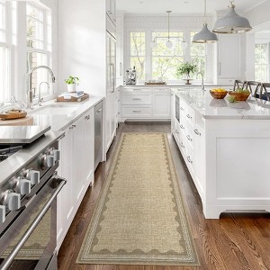 homfan Scalloped Washable Rug w/ Non-Slip Back - Modern Low-Pile Carpet for Living Room, Bedroom - 1 of 4