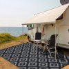 Waterproof, Plastic Straw Area Rug, Large Floor Mat Reversible, Geometric RV Mat for Patio Porch Balcony Backyard  Camping - 2 of 4