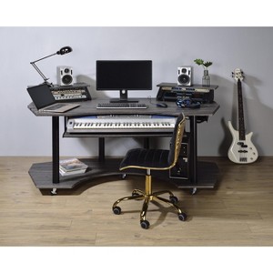 NicBex Home Office Desk 40" L Morden Music Desk with 2 Desk Shelves, Wheels, Keyboard Tray and Wooden Desktop for Study and Work - 1 of 4