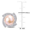 EVERLY JEWELRY | Sterling Silver 9 - 9.5 MM Cultured Freshwater Pearl and Cubic Zirconia Geometric Stud Earrings– Multiple Pearl color Options - 3 of 4