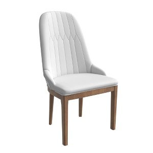 LeisureMod Modern Dining Chair Upholstered Leather with Rubberwood Legs Verisma Series - 1 of 4