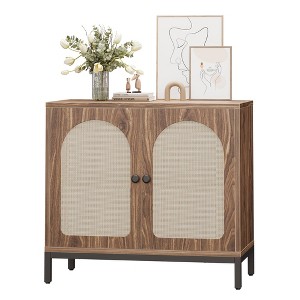 Buffet Cabinet with Storage, Rattan Storage Cabinet with Doors, Adjustable Shelf for Living Room, Hallway - 1 of 4