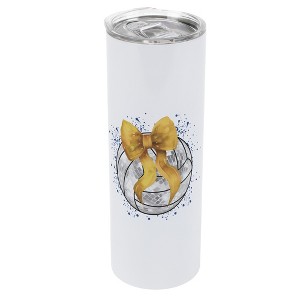 Elanze Designs 20 Ounce Stainless Steel On the Go Travel Tumbler With Push Top Lid, Volleyball With Gold Bow - 1 of 1