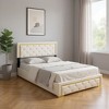 HomeRoots Beige Tufted Velvet Upholstered Queen Bed Frame - 2 of 4