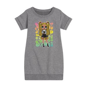 LOL Surprise! Rainbow ALT Girl Graphic Short Sleeve Fleece Dress - Heather Grey - 2T - 1 of 3