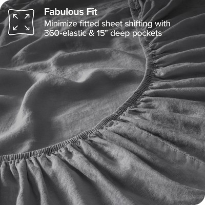 Full Dark Grey Organic Linen Sheet Set