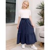 Girls Ruffled Maxi Skirts High Waisted Long Skirt with Belt Button Front Skirts with Pocket Grey 5-14Y - 3 of 4