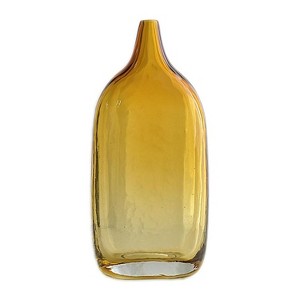 HomeRoots 12" Amber Bud Glass Decorative Bottle - 1 of 4