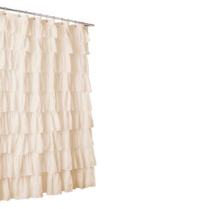 Lush Décor Large Ruffle Shower Curtain, Adult Unisex, Ivory