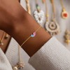 Turandoss 18K Gold Heart Bracelets for Women Girls - Dainty Double Pear Birthstone Bracelet, Zircon Link Chain Bracelet, Christmas Gifts, 6+2.5Inches - 3 of 4