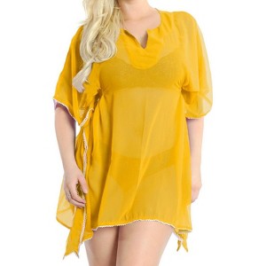 LA LEELA Women's Beachwear Swimsuit Coverups for Women Summer Swim Beach Dress Cover Ups for Swimwear Women Hawaiian Bathing Suit Medium-L Gold, Solid - 1 of 3