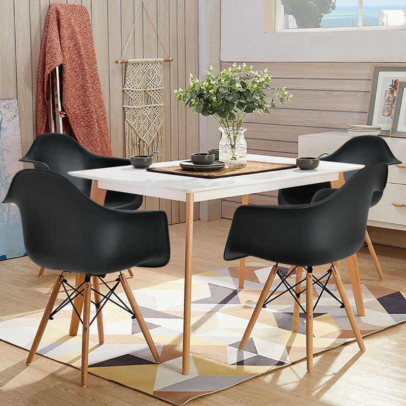 Costway 4PCS Molded Dining Arm Chair Side Chair Home Kitchen w/ Wooden Legs, 3 of 10