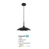 Globe Electric 14W LED Integrated Glossy Black Pendant Lighting with White Interior Shade and Black Cord by Novogratz x Globe: ETL Listed - 3 of 4
