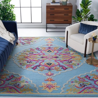 Handmade Light Blue Multi Wool Tufted Area Rug 8'9" x 12'