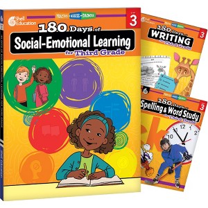 Shell Education 180 Days Social-Emotional Learning, Writing, & Spelling Grade 3: 3-Book Set - 1 of 2