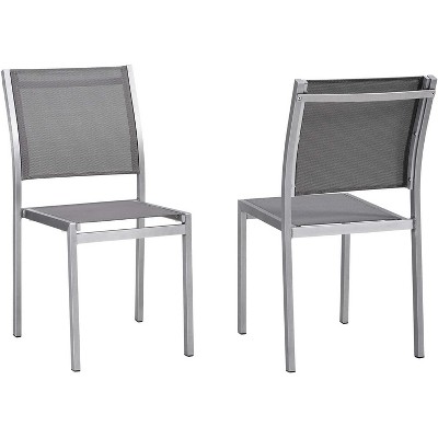 Modway Shore Side Chair Outdoor Patio Aluminum Set of 2 Silver Gray