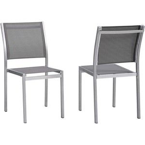 Modway Shore Side Chair Outdoor Patio Aluminum Set of 2 Silver Gray - 1 of 3