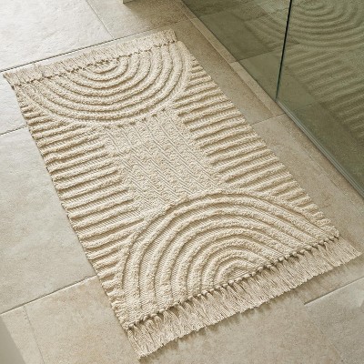 Attop Beautiful Boho Rug with Tassels for Your Bathroom - Soft 2 x 3 ft. Cotton Rug Fits Perfectly Into Your Bath