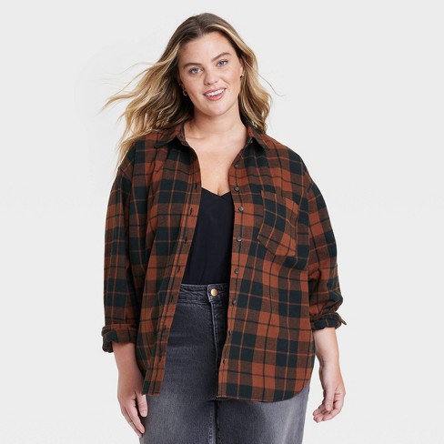 Womens brown shop checked shirt