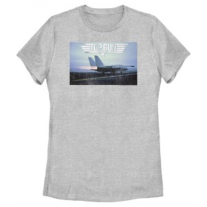 Women's Top Gun Fighter Jet Ready for Takeoff Distressed T-Shirt - 1 of 4
