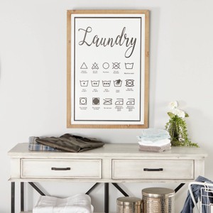 Farmhouse Metal Wall Decor White - Olivia & May: Iron & Wood, Laundry Guide Art - 1 of 4
