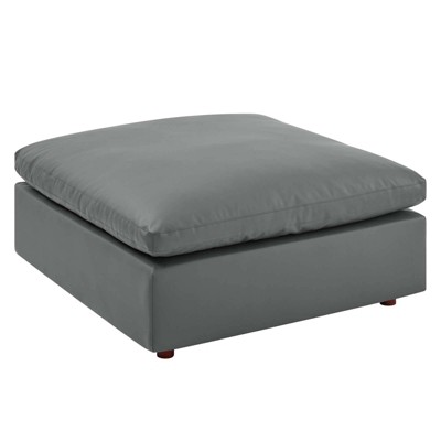 Luxurious Gray Faux Leather 5-Piece Sectional with Ottoman