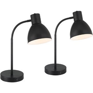 360 Lighting Piper 24" High Gooseneck Small Modern Desk Lamps Set of 2 USB Port Black Metal Home Office Living Room Charging Bedroom Bedside - 1 of 4