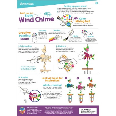 Sloth Wind Chime Wood Paint Kit with Acrylic Paints