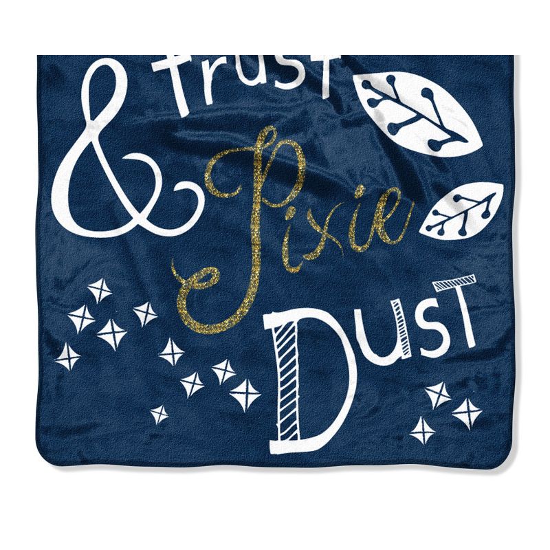 Disney Tinkerbell Faith, Trust And Pixie Dust Fleece Super Plush Throw Blanket 46" x 60" (117cm x 152cm) Blue, 4 of 5