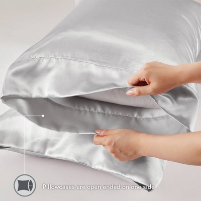 Light Gray Satin Standard Pillowcase Set
