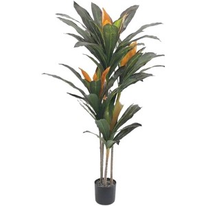 Artificial Yucca Tree with 3 Sturdy Trunks and 75 Lifelike Leaves, Silk Faux Plant in Stable Black Nursery Pot for Indoor Home and Office Decor - 1 of 4