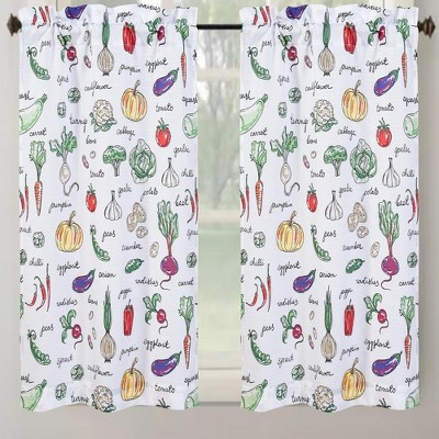 Veggie Harvest Multicolor Polyester Kitchen Curtain Set