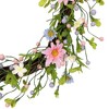 Northlight 15" Unlit Green/Pink Artificial Christmas Floral Twig Wreath - 4 of 4
