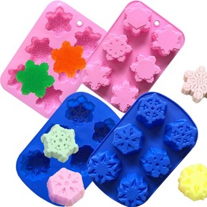 JDICTION 2-Piece Large Snowflake Silicone Mold Set, 6 Cavity 3D Molds for Chocolate, Fondant, Gummy, Candle, and Cake Decorating - 1 of 4